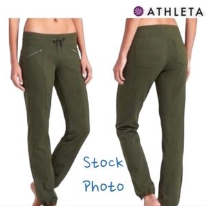 Athleta Metro Slouch Joggers Forest Green Sz Small Tall Drawstring Waist Ankles